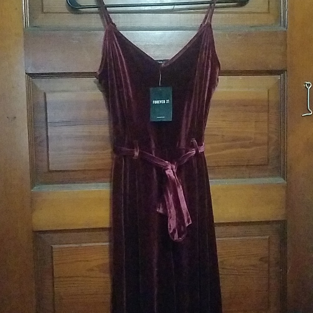 H&M Burgundy/red velvet jumpsuit